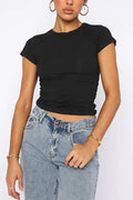 Casual round neck pullover all-match breathable moisture wicking Y2K short-sleeved T-shirt