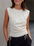 Sleeveless Ruched Drawstring Top T-Shirt