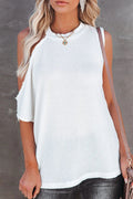 Fashion Casual Solid Hollowed Out O Neck T-Shirts