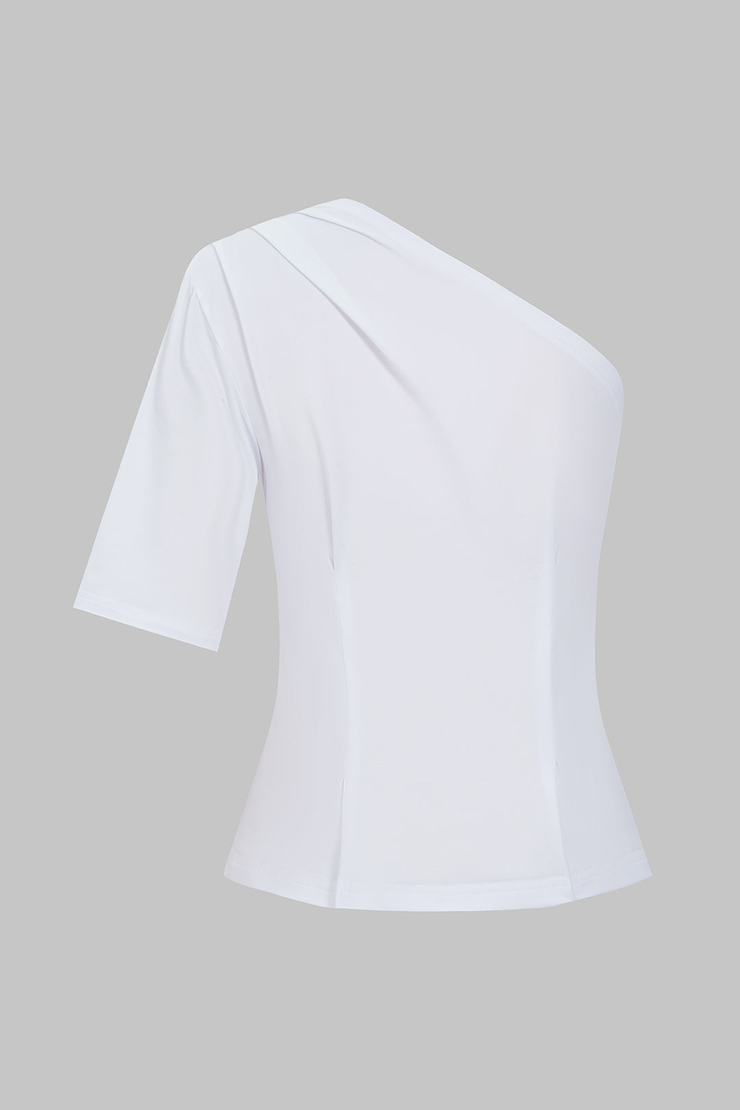 Sloid Ruched One Shoulder T-Shirt