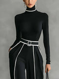 Elegant High Neck Slim Fit Long Sleeve Top