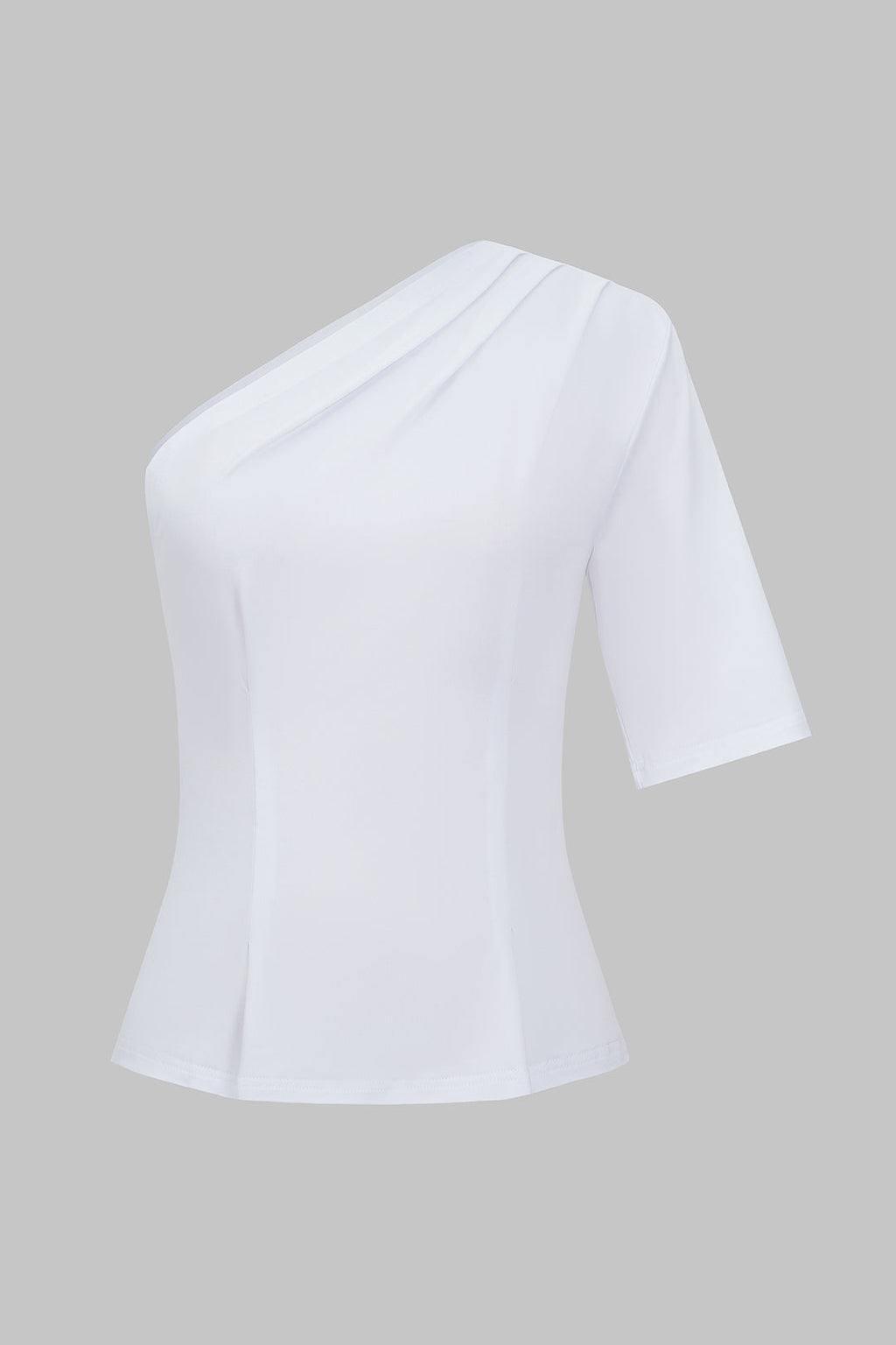 Sloid Ruched One Shoulder T-Shirt