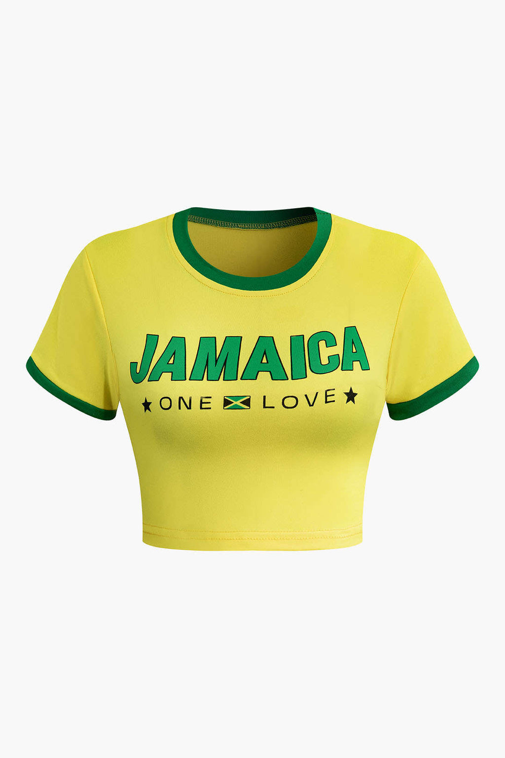 Jamaica One Love Yellow Graphic Crop Top