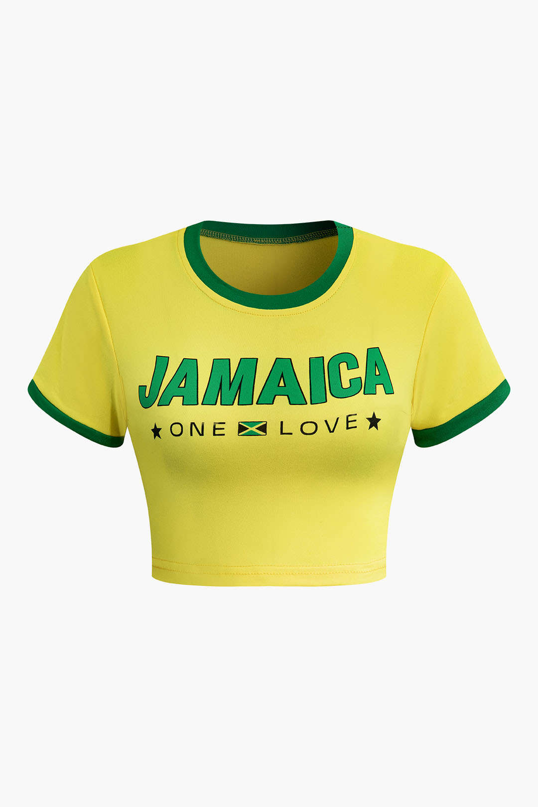 Jamaica One Love Yellow Graphic Crop Top