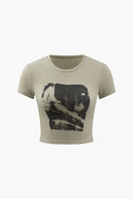 Abstract Graphic Crop T-Shirt