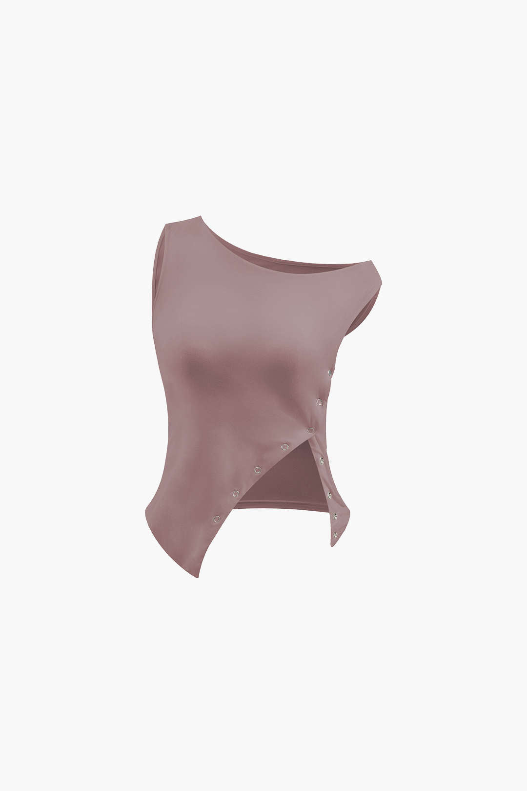 Asymmetric Button Sleeveless Top
