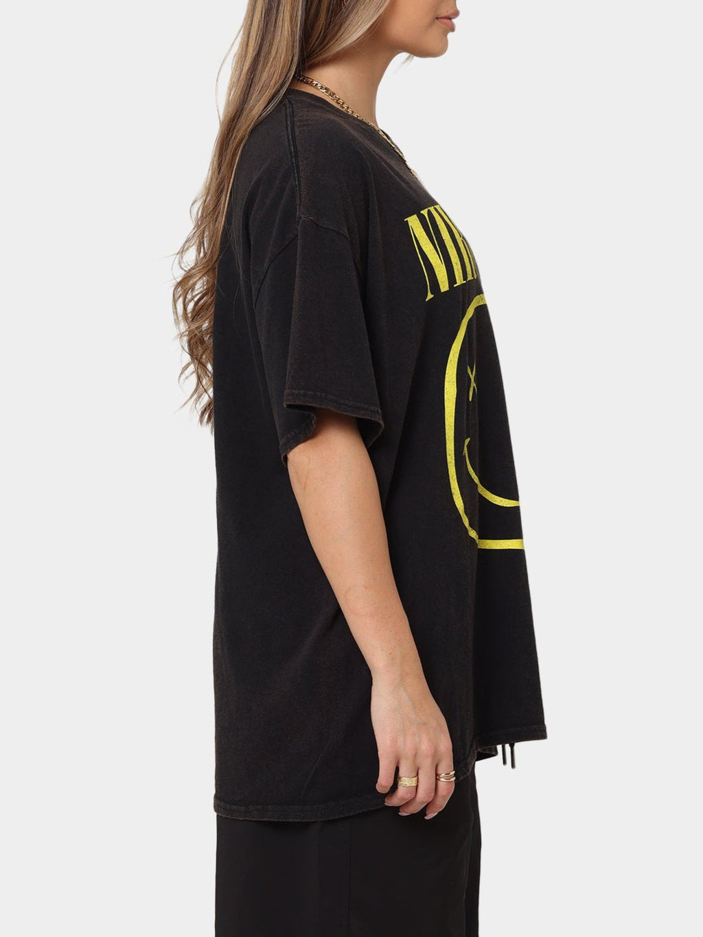 Black 'Nirvana' Smiley Face T-Shirt