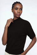 Elisha High Neck Knit T Shirt In Black