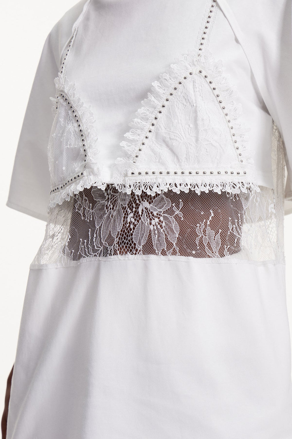 Elliott Lace Cutout T Shirt In White