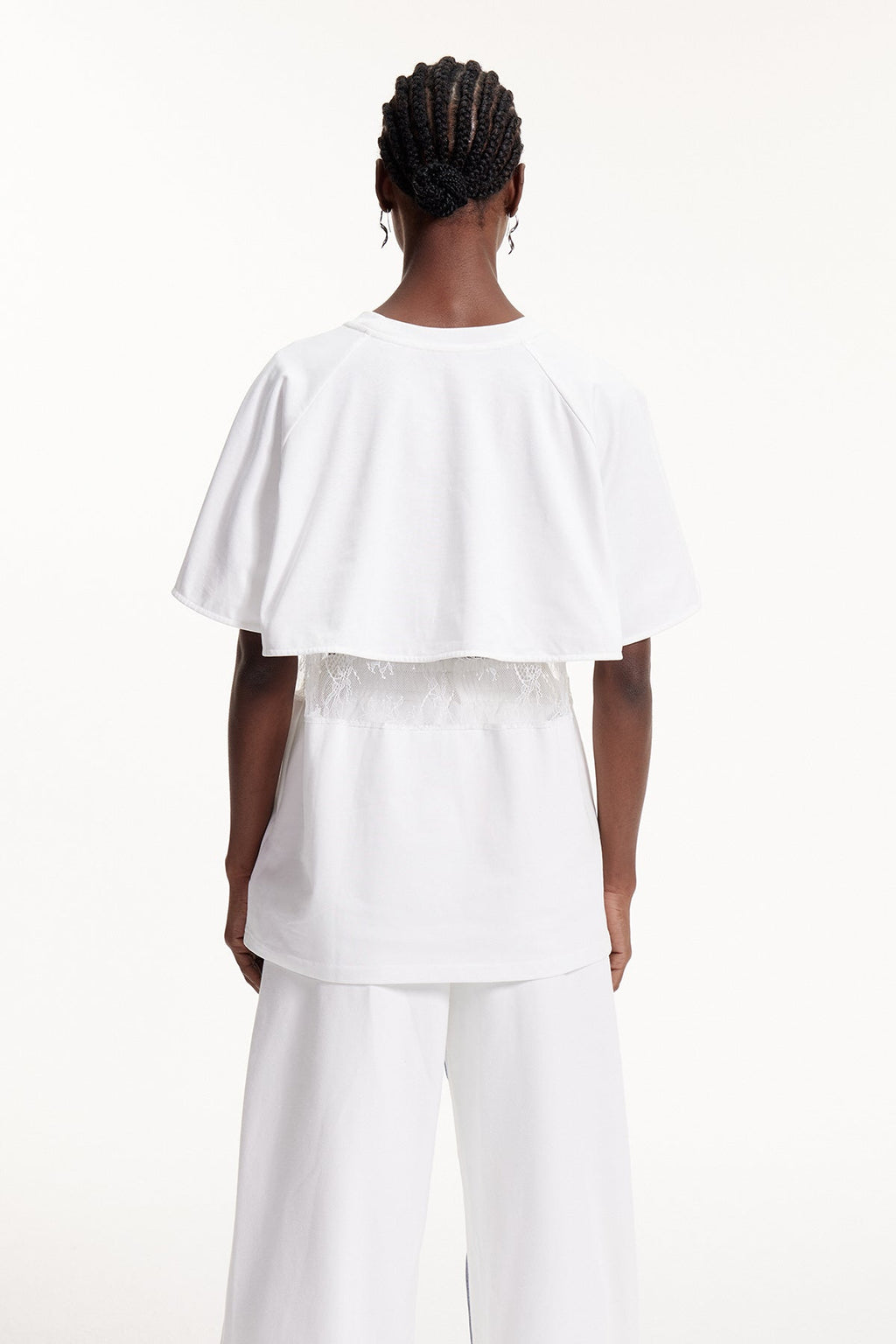 Elliott Lace Cutout T Shirt In White