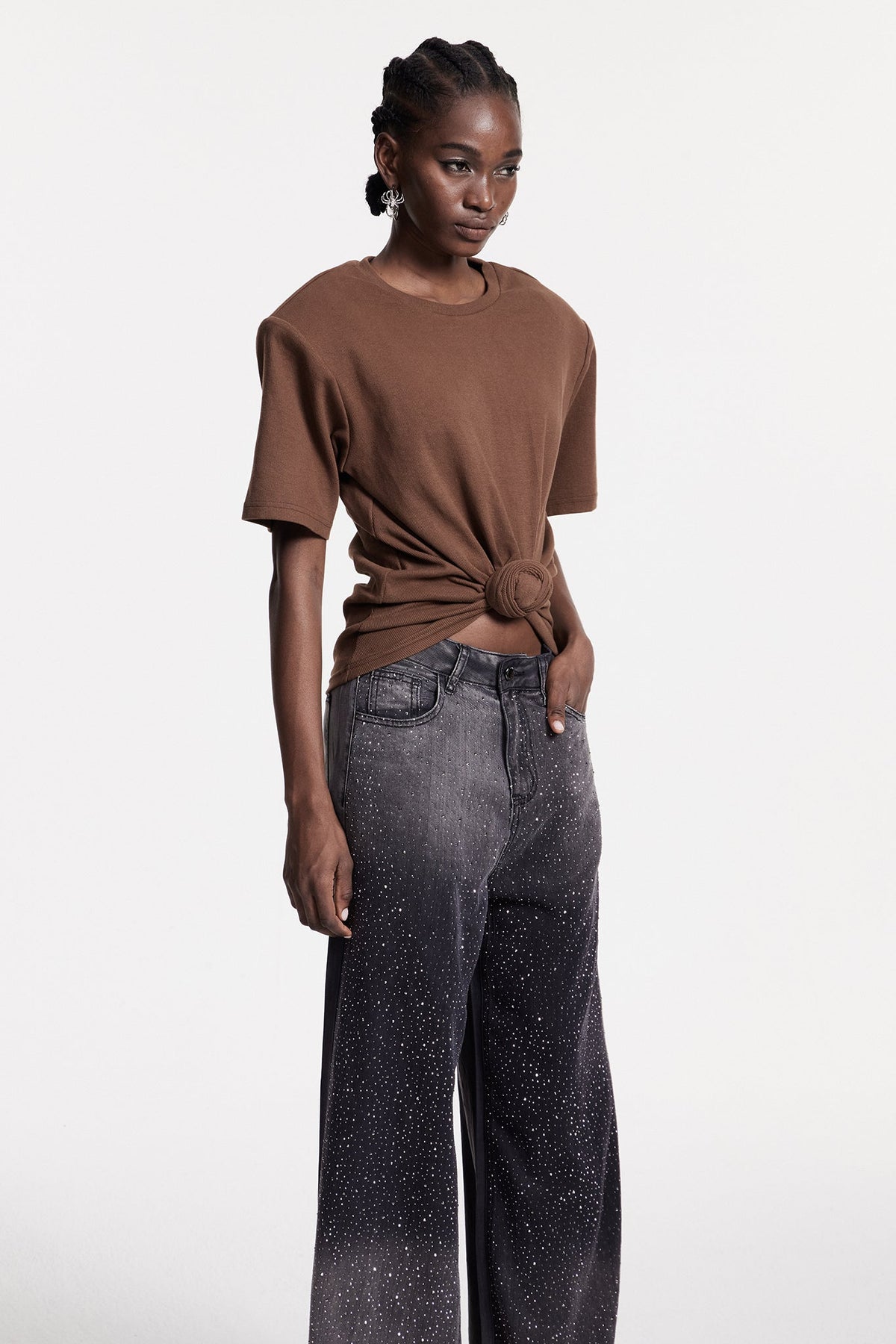 Jemma Ruch Twist T Shirt In Brown