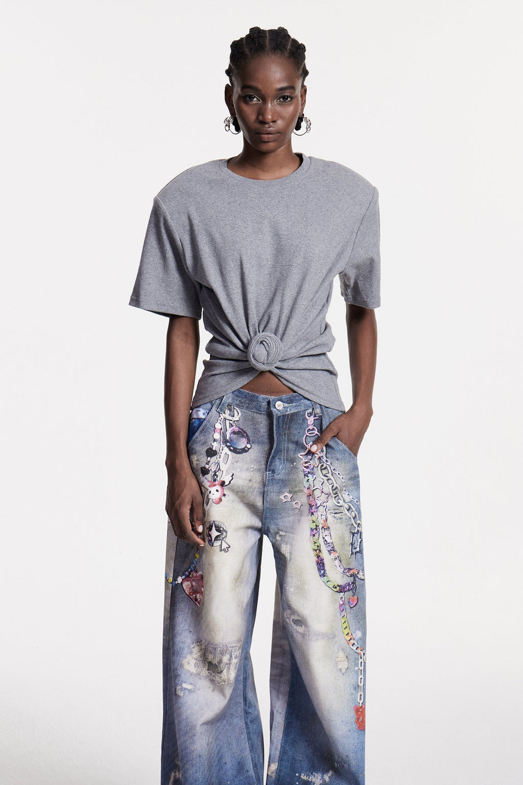 Jemma Ruch Twist T Shirt In Grey