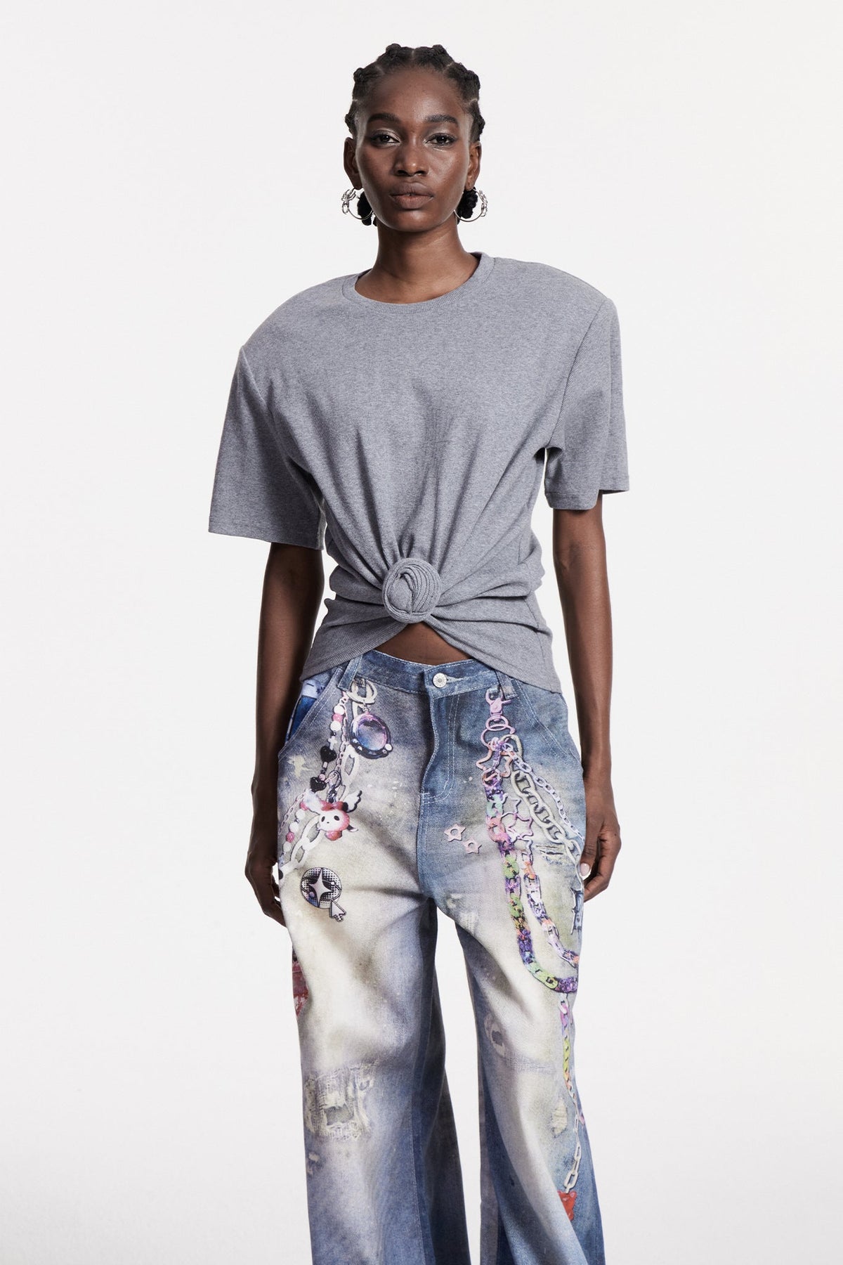 Jemma Ruch Twist T Shirt In Grey