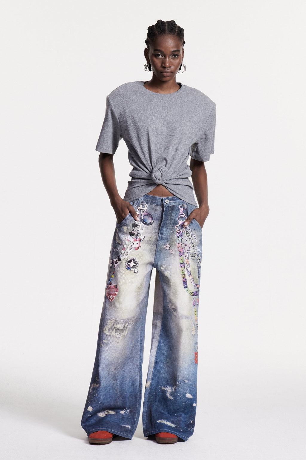 Jemma Ruch Twist T Shirt In Grey