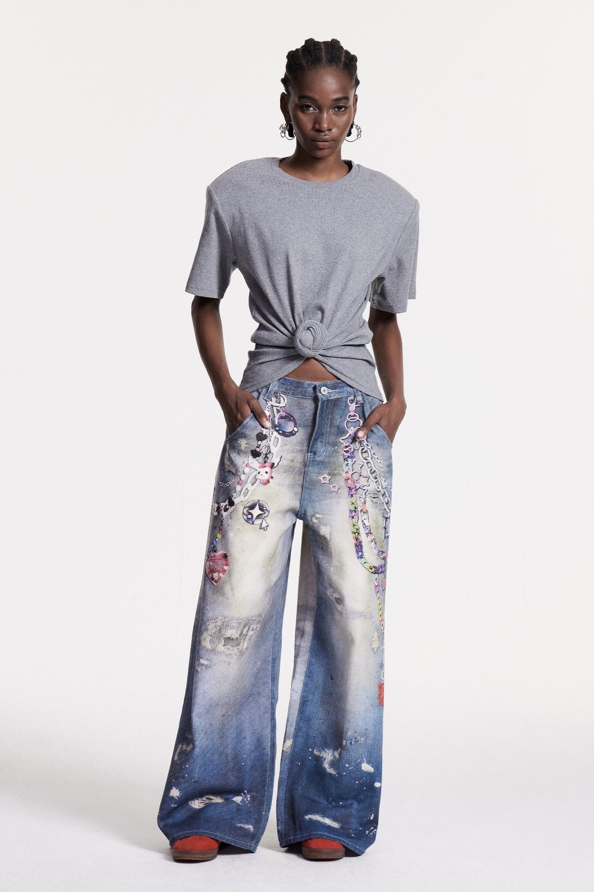 Jemma Ruch Twist T Shirt In Grey