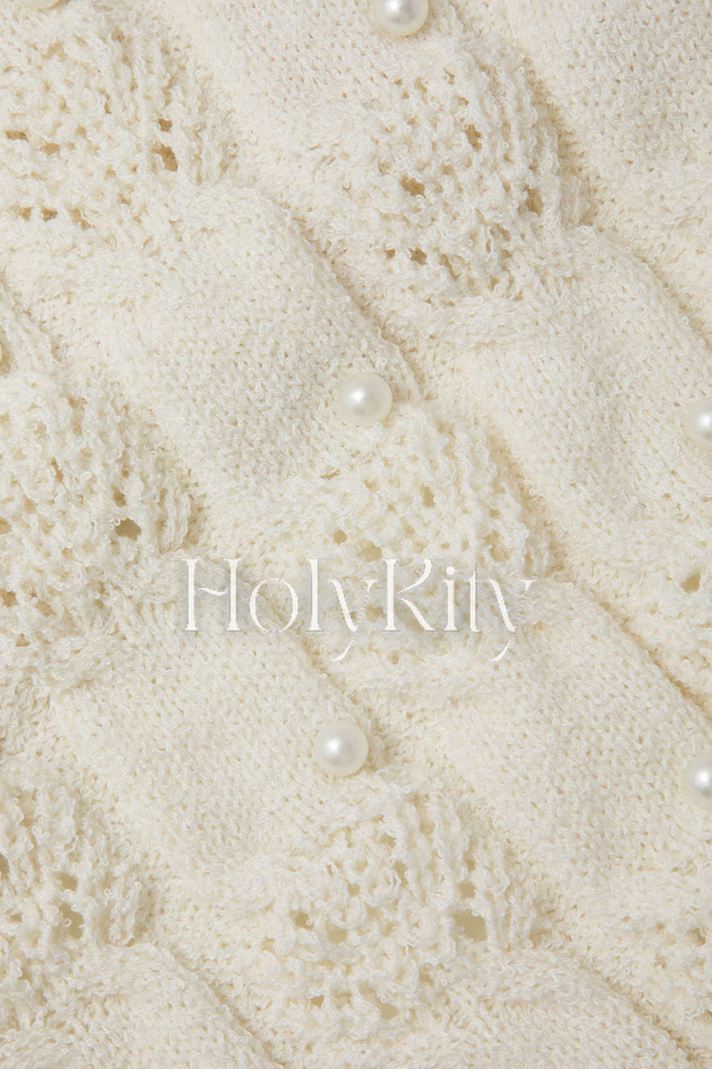 Pearl Embellished Open Knit Tie Back T-Shirt