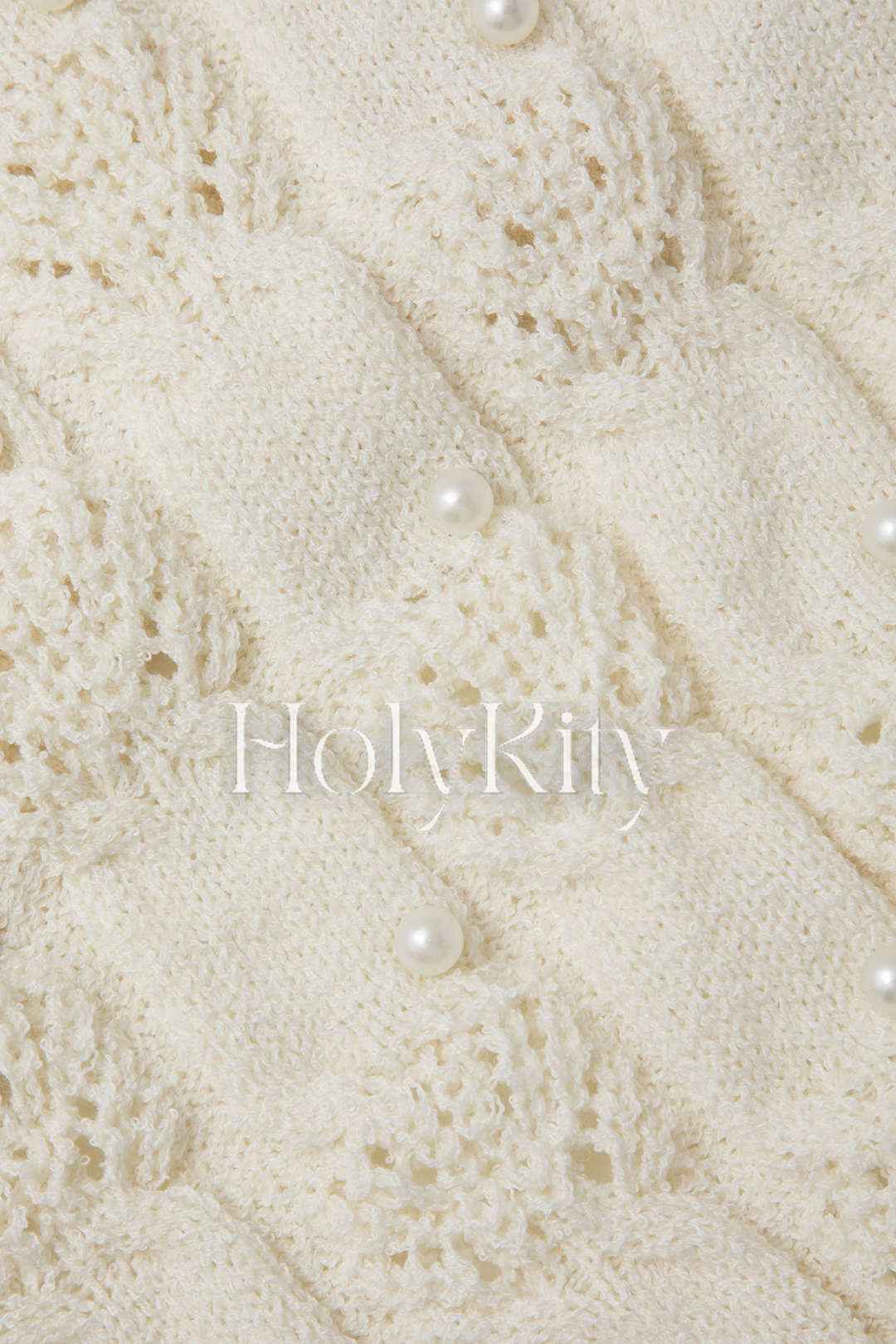 Pearl Embellished Open Knit Tie Back T-Shirt