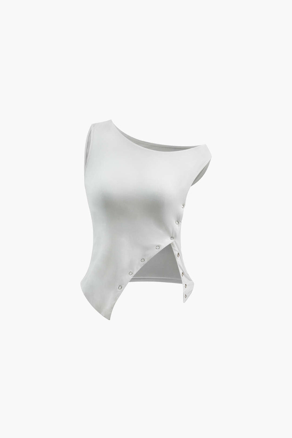 Asymmetric Button Sleeveless Top