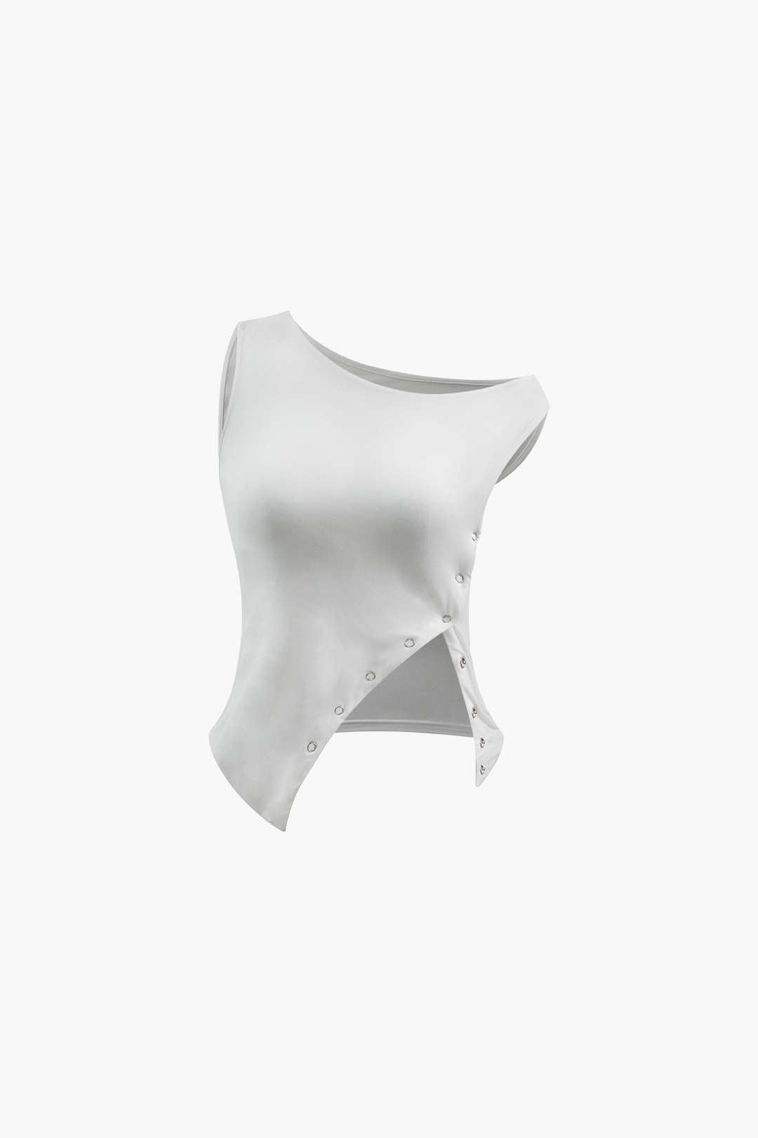 Asymmetric Button Sleeveless Top