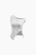 Asymmetric Button Sleeveless Top