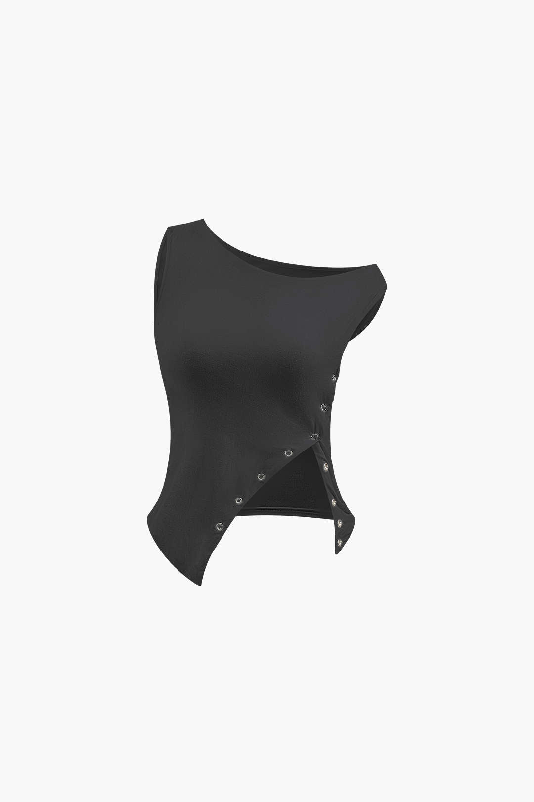 Asymmetric Button Sleeveless Top