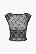Floral Lace Backless T-shirt