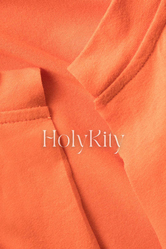 Padded-Shoulder Knot Front Crop T-Shirt