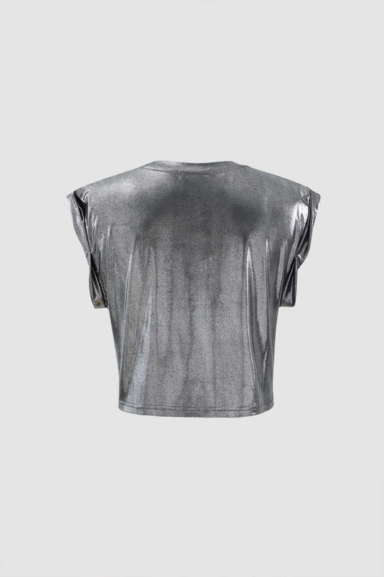 Metallic Knot Hem T-Shirt