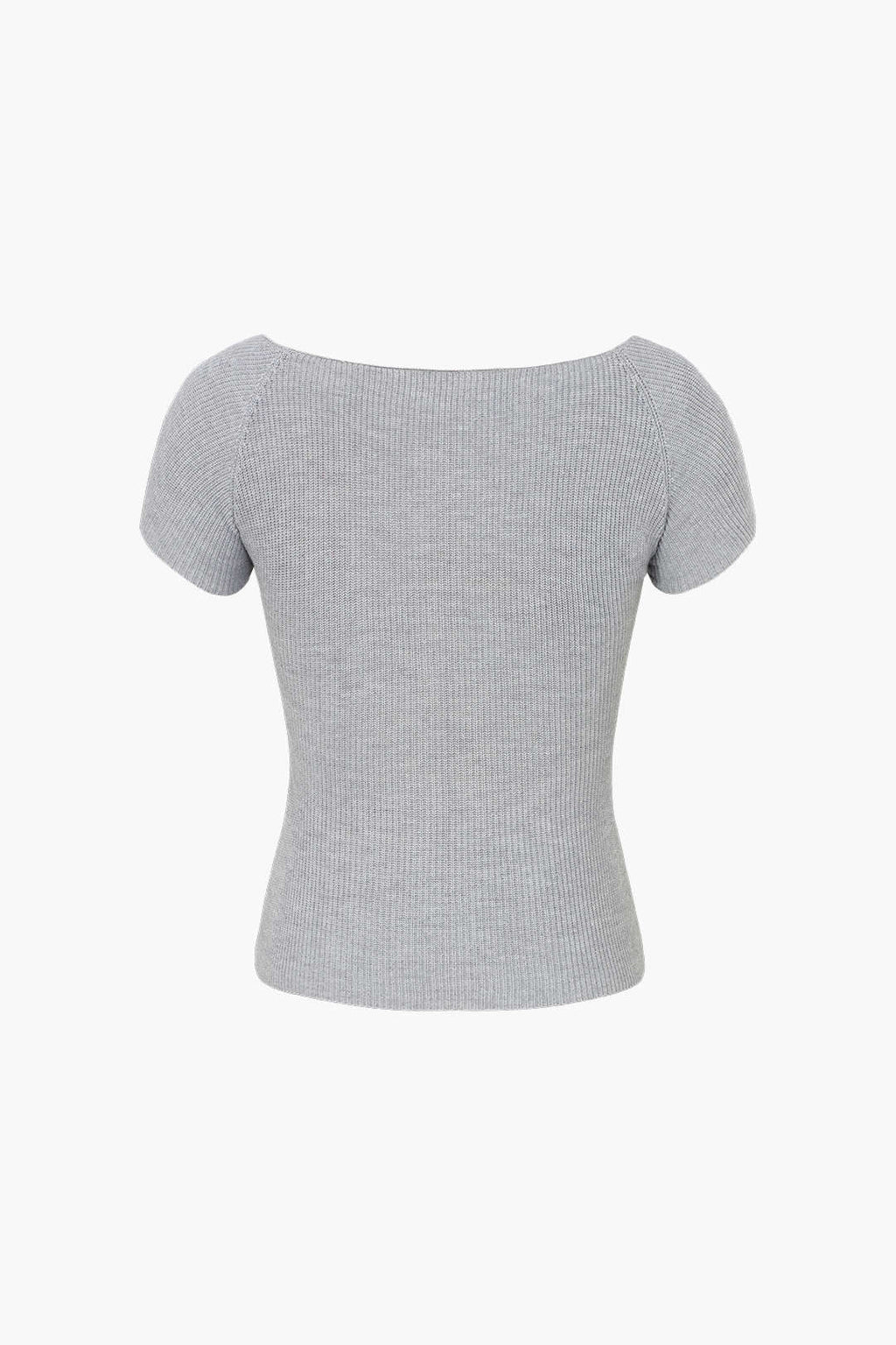 Ribbed Square Neck Short Sleeve T-Shirt
