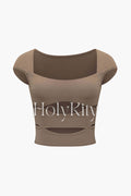 Square Neck Cut Out Crop T-Shirt