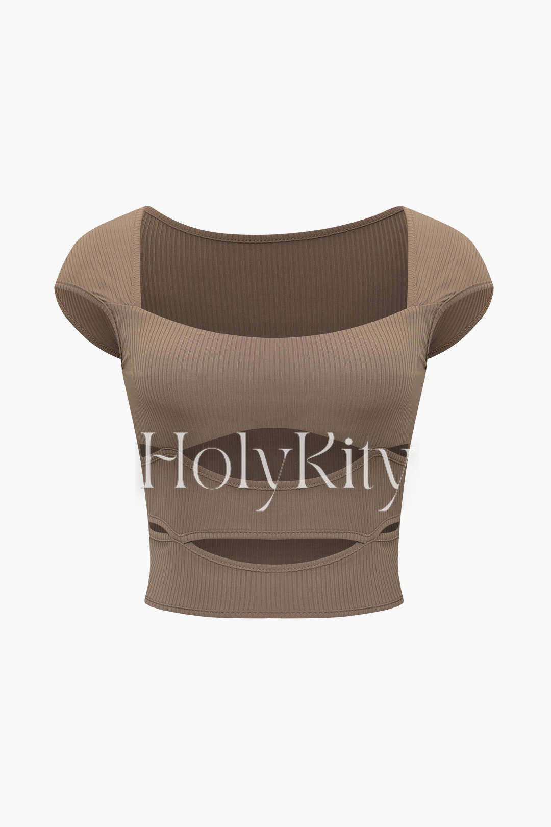 Square Neck Cut Out Crop T-Shirt